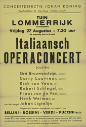 AF-10198 Concertdirectie Johan Koning, Ruychrocklaan 32 Den Haag tel. 721571 Tuin Lommerrijk Vrijdag 27 augustus 1943 - ...