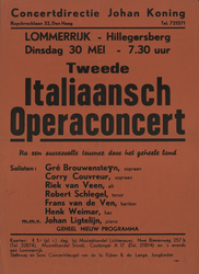 AF-10212 Lommerrijk Hillegersberg Concertdirectie Johan Koning, Ruchrocklaan 32, Den Haag, Dinsdag 30 mei 1944- 7.30 ur ...