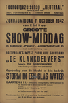AF-10233 Toneelgezelschap Neutraal , secr. 's Gravendijkwal 57, tel: 38636 Rotterdam; zondagmiddag 11 oktober 1942 ...