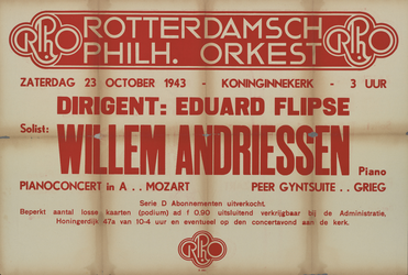 AF-10245 Rotterdams Philharmonisch Orkest, (R.Ph.O.) vrijdag 15 oktober 1943 - Koninginnekerk - 7.30 uur dirigent: ...