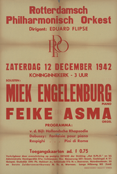 AF-10290 Rotterdams Philharmonisch Orkest, (R.Ph.O.) dirigent: Eduard Flipse zaterdag 12 december 1942 Koninginnekerk ...