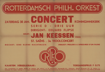 AF-10295 Rotterdams Philharmonisch Orkest, (R.Ph.O.) zaterdag 30 januari 1943 concert Koninginnekerk, dirigent: Eduard ...