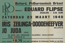 AF-10327 Rotterdams Philharmonisch Orkest, (R.Ph.O.) dirigent: Eduard Flipse, De Doelen, zaterdag 23 maart 1940 ...