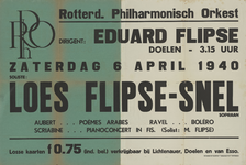 AF-10328 Rotterdams Philharmonisch Orkest, (R.Ph.O.) dirigent: Eduard Flipse, De Doelen, zaterdag 6 april 1940 Soliste: ...