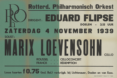 AF-10333 Rotterdams Philharmonisch Orkest, (R.Ph.O.) dirigent: Eduard Flipse, De Doelen, zaterdag 4 november 1939, ...