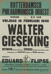 AF-10341 Rotterdams Philharmonisch Orkest, (R.Ph.O.) De Doelen, 8.15 uur vrijdag 16 februari 1940, Walter Gieseking, ...