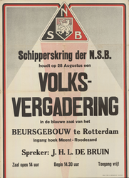 AF-10370 N.S.B. Schipperskring der N.S.B. houdt op 28 augustus 1943 een Volksvergadering in de blauwe zaal van het ...