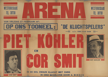 AF-10389 Arena Theater, Westkruiskade tel. 30730 van vrijdag 27 februari 1942 af: op ons toneel: De kluchtspelers ...