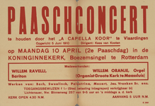 AF-10510 Koninginnekerk Paasconcert door het A Capella Koor Vlaardingen op 10 april 1944 Medewerkenden Willem Ravelli, ...