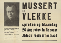 AF-10526 Mussert en Vlekke spreken op Maandag 26 augustus 1940 in Gebouw Odeon Gouvernestraat