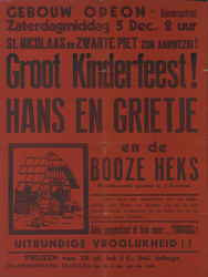 AF-10539 Gebouw Odeon 5 december 1942 St. Nicolaas en Zwarte Piet zijn aanwezig! Groot kinderfeest! Hans en Grietje en ...