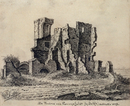 1968-1334 De ruïne van Koningsfeldt bij Delft omstreeks 1573.