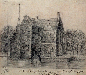 1968-1337 Het Slot Rouwkoop onder Voorschoten anno 1720.