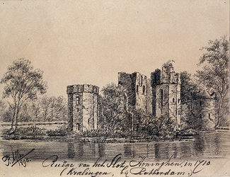 1968-1338 Ruïne van het Slot Honingen in Kralingen, 1710.
