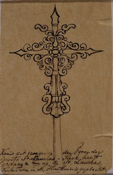 1970-1443 Kruis van de St. Laurentiuskerk.Afbeelding van het kruis met onderschrift: Kruis dat vroeger op den toren der ...