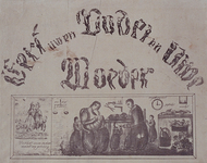 1972-1862 Kinderprent met tekst uitgebeeld in poppetjes in diverse houdingen.