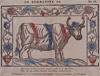 1972-1865 Kinderprent: afbeelding van een stier, versierd met bloemenkransen.