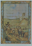 1973-253 Voorstelling betreffende de Boerenoorlog in Zuid-Afrika van tegeltableau uit het Victoriatheater.Tegeltableau ...