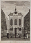 1973-4502 `GEZICHT DER JOODSCHE KERK TE ROTTERDAM'. Voorzijde van de synagoge aan de Boompjes.