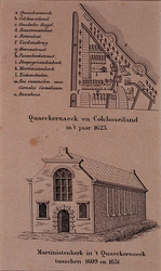 1973-4556 .Boven: Plattegrond van Quaeckernaeck en Colchoseiland in 't jaar 1623.Onder: Martinistenkerk in 't ...