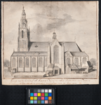 1973-4641 Grotekerkplein.Gezigt van de Groote of St. Laurens Kerk der Stad Rotterdam met Toren en Spits zoo als die ...