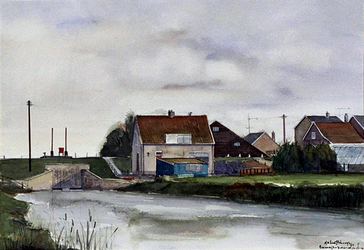 1974-1932 Gezicht op de Koedood met de sluis in de Essendijk te Rhoon.