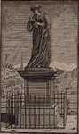 1975-2177 Het standbeeld van Erasmus op de Grotemarkt. Op de achtergrond de Steigersgracht, links van het beeld de ...