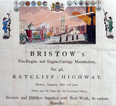 1976-1 Reclameplaat van Bristow's met de afbeelding van brandblussing te Cornhill 25 maart 1748. Aan de bovenrand ...