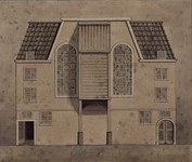 1976-776 De voorgevel van de Remonstrantse Kerk aan de Vissersdijk.