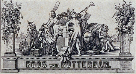 1978-562-3 Omslag (envelop) met de titel onder een symbolische voorstelling van figuren en zaken van Rotterdam.