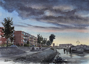 1981-1903 Gezicht op de Feijenoordkade met de nieuwe huizen aan de rivierzijde op Feijenoord, gebouwd voor de bewoners ...
