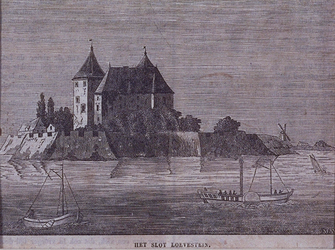 1984-11 Het kasteel Loevestein aan de rivierzijde.