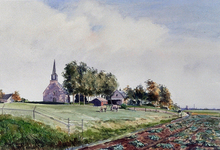 1984-2402 Gezicht op de Protestantse kerk aan de Kijfhoek, op de achtergrond Zwijndrecht.