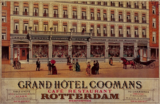 1984-77 Reclame van het Grand Hotel Coomans, met een deel van de voorgevel van het hotel in de Hoofdsteeg, nummers ...