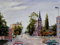 1985-1942 Uit zuidelijke richting. Waalse kerk aan de Pierre Baylestraat.