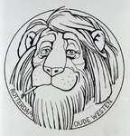 1987-2651-3 Portret van de leeuw die symbool staat voor Aktiegroep Oude Westen.