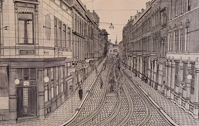 1991-1020 Overzicht van de Kruisstraat vanaf hoek Kruiskade.
