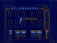 1991-922 Reclame met een neonverlichting van de firma Hellebrekers op het pand aan de Linker Rottekade 33b, hoek van de ...
