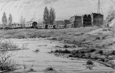 2001-784 Gezicht op een woonwagenkamp nabij de Rotte en het Noorderkanaal. Op de achtergrond huizen aan de ...