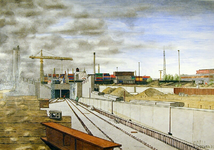 2001-949 Gezicht op de noordelijke ingang van de in aanbouw zijnde metrotunnel onder de Nieuwe Waterweg, gezien in ...