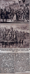 RI-1225 23 januari 1539Anneke Jans uit den Briel en Christina Michiel Barents uit Leuven worden door verdrinking om het ...