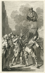 RI-1231A 9 april 1572.Spanjaarden beschieten het standbeeld van Erasmus op de Groote Markt.
