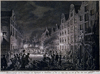 RI-1319 17 augustus 1751Plundering van het huis en pakhuis van den wijnkoper Gerrit Hagedoorn, aan de oostzijde van de ...