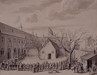 RI-1329 Feestviering op de binnenplaats van het Gereformeerd Burgerweeshuis na de eerste steenlegging 20 januari 1762.