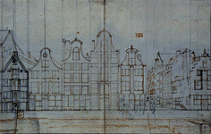 RI-1356 Schetstekening van de huizen aan de Glashaven oostzijde, bij de Oranjestraat