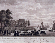 RI-1401-1 6 augustus 1785Aankomst van Willem V, aan het Pontegat.