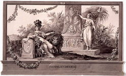 RI-1413-9 24 april 1786Symbolische afbeelding Voor 's Lands Recht, vervaardigd ter gelegenheid van het Alliantiefeest ...