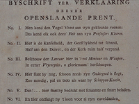 RI-1434-2 1787Gedrukt bijschrift ter verklaring in dicht, nummer 1- 6 op de spotprent van J.J. le Sage ten Broek.