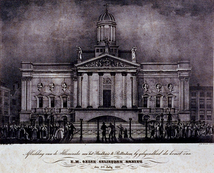 RI-1550-II 3 juli 1837Illuminatie aan het stadhuis, ter gelegenheid van het bezoek van de Koning.