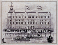 RI-1583 30 juli 1851Roeiwedstrijd door de Koninklijke Nederlandsche Yachtclub, voor het nieuwe gebouw aan de ...